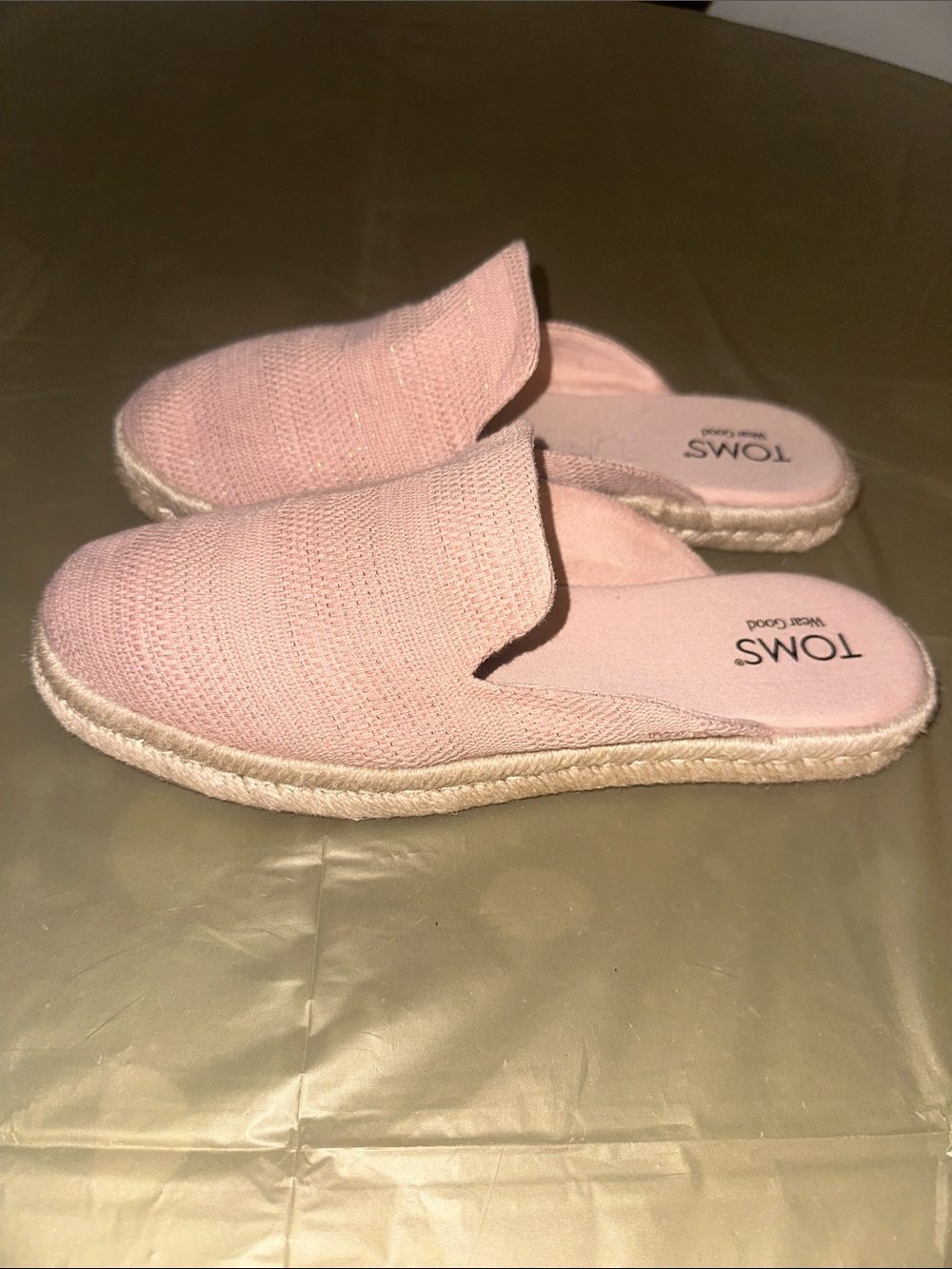 Toms Santiago Light Pink Espadrille Mule Slip-On